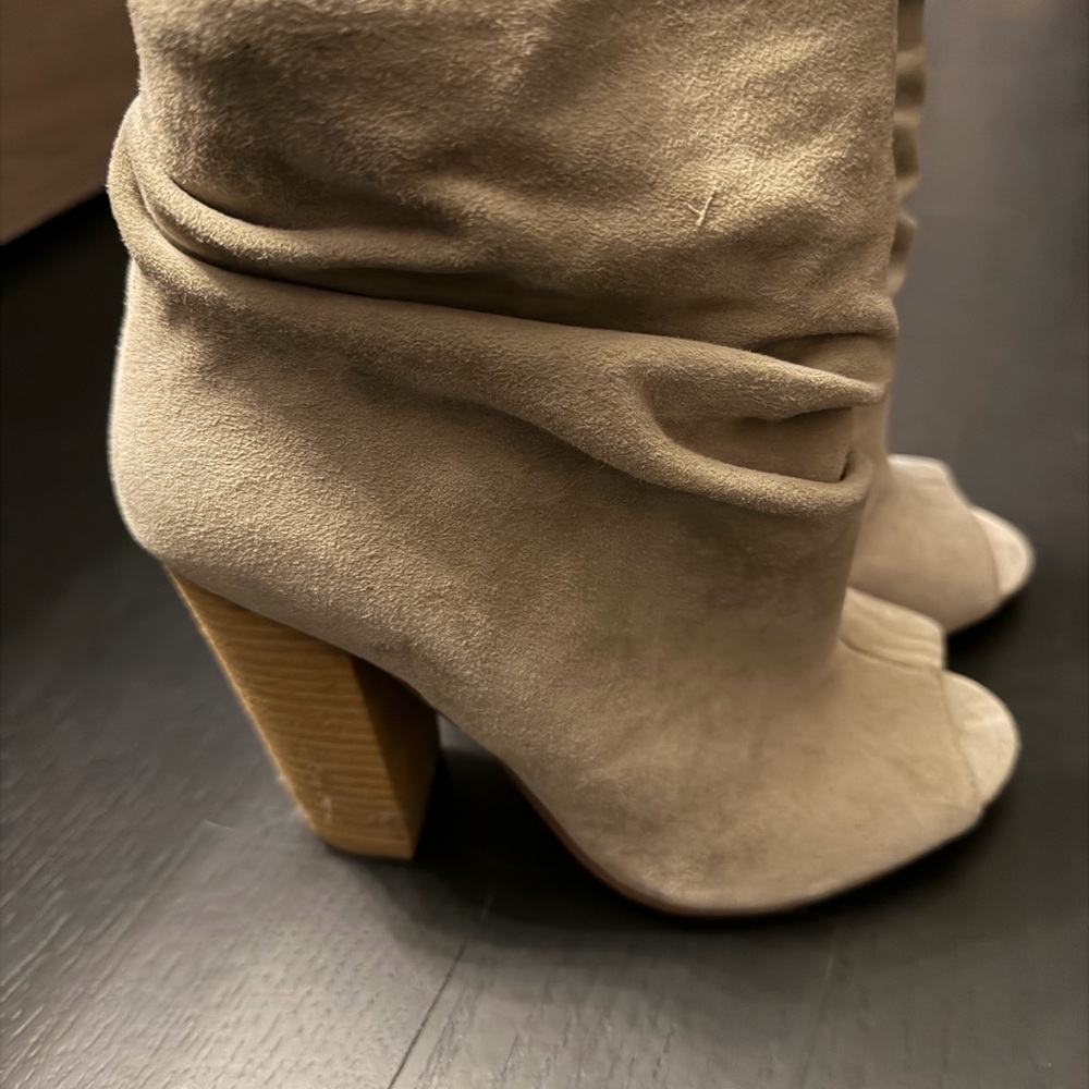 Chinese Laundry Taupe Suede Heeled Boots